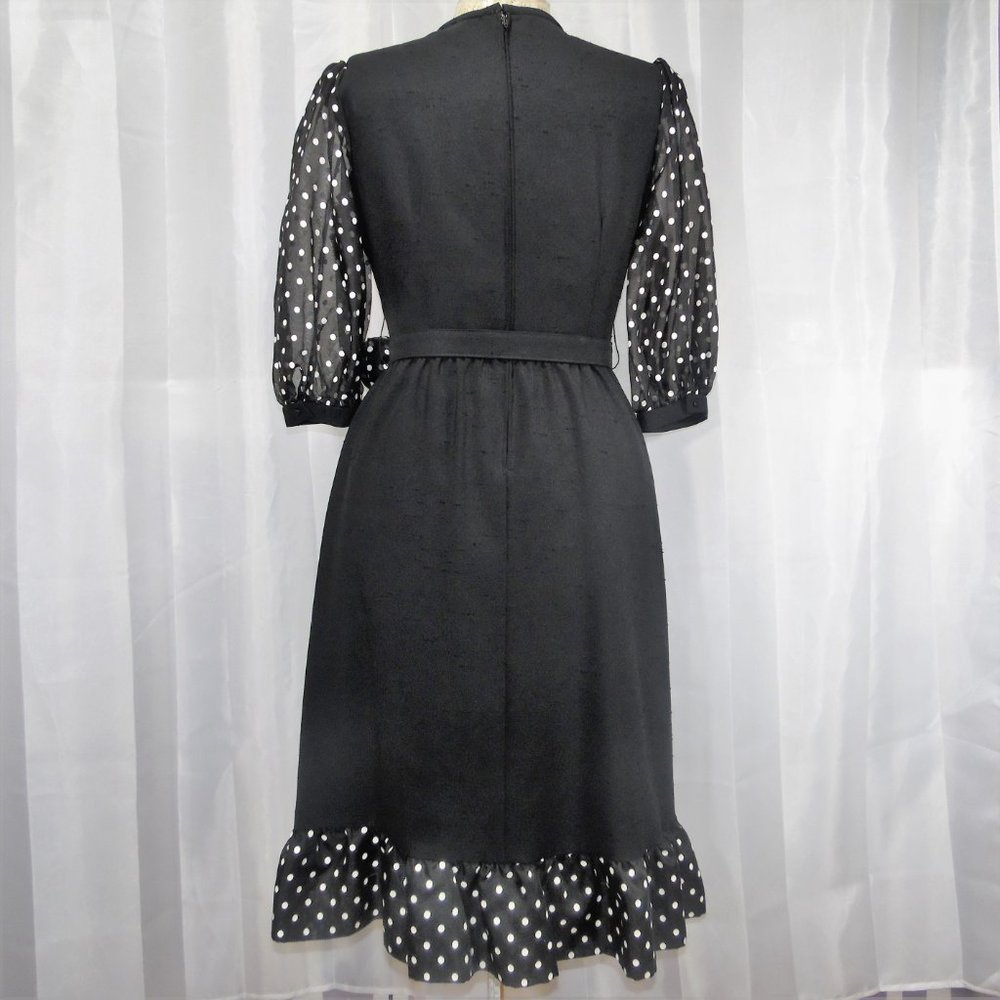 Herman Marcus Vintage Black Dress with Ruffles - Picture 8 of 16